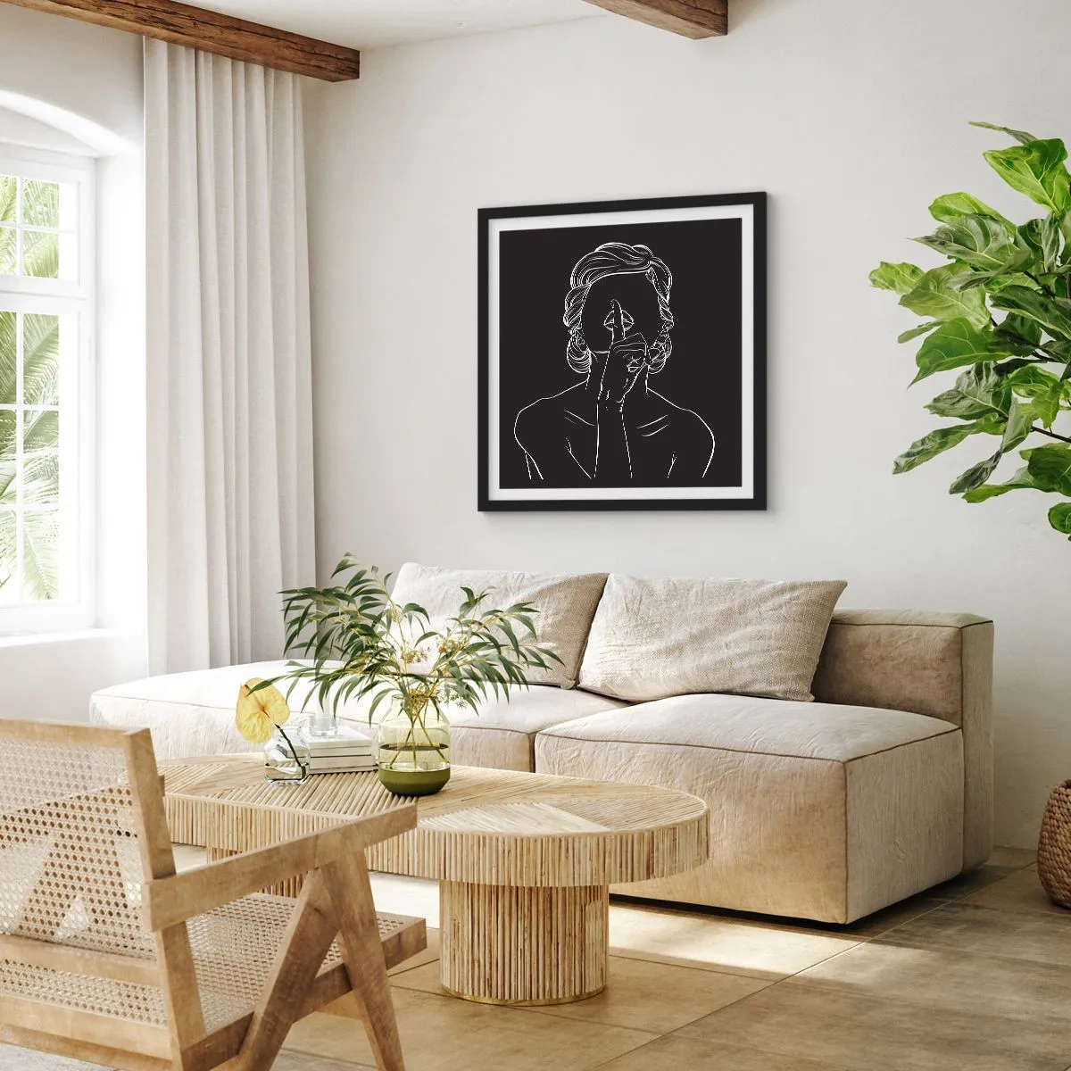 Plakat w czarnej ramie - Piękno rozkwita w ciszy - 60x60 cm