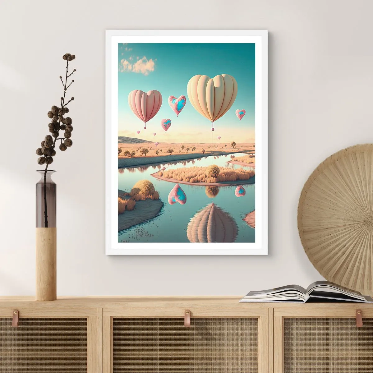 Plakat w białej ramie - Miłość pozwala wznieść się - 70x100 cm