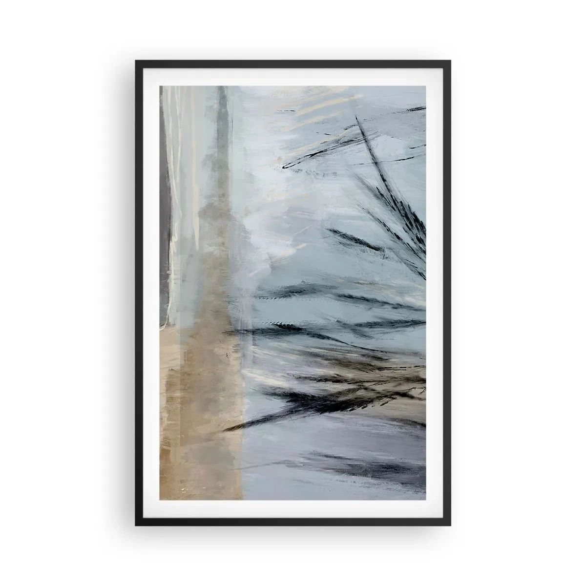 Plakat w czarnej ramie - Zimowe pola - 61x91 cm