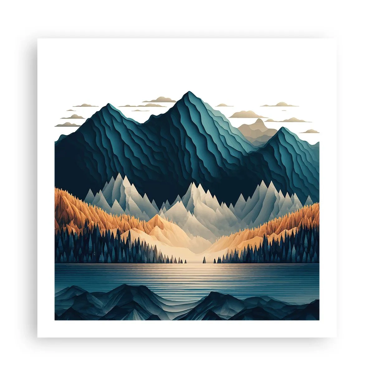 Plakat - Pejzaż górski doskonały - 60x60 cm