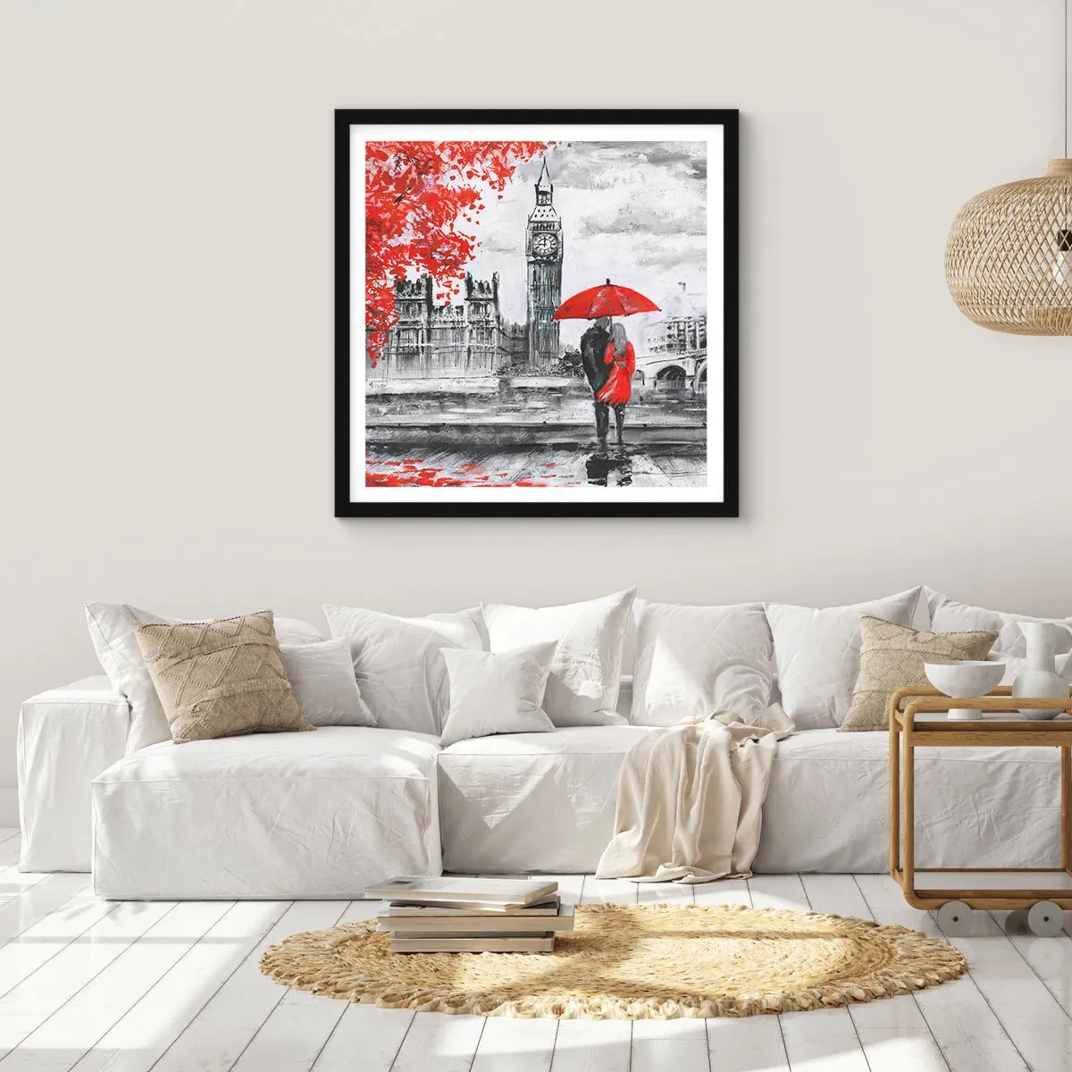 Plakat w czarnej ramie - Zakochani w Londynie - 30x30 cm