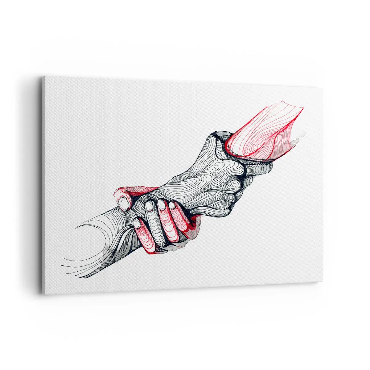 Obraz na płótnie - Artystyczne ręce trzymające się nawzajem w minimalistycznym stylu - 100x70cm - Jesteś w dobrych rękach - Nowoczesna dekoracja ścienna do salonu, kuchni i sypialni ARTTOR