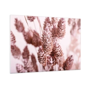 Obraz na szkle - Suszone kłosy traw w odcieniach pudrowego różu - 100x70cm - Z pozoru niepozorne - Nowoczesna dekoracja ścienna do salonu, kuchni i sypialni ARTTOR