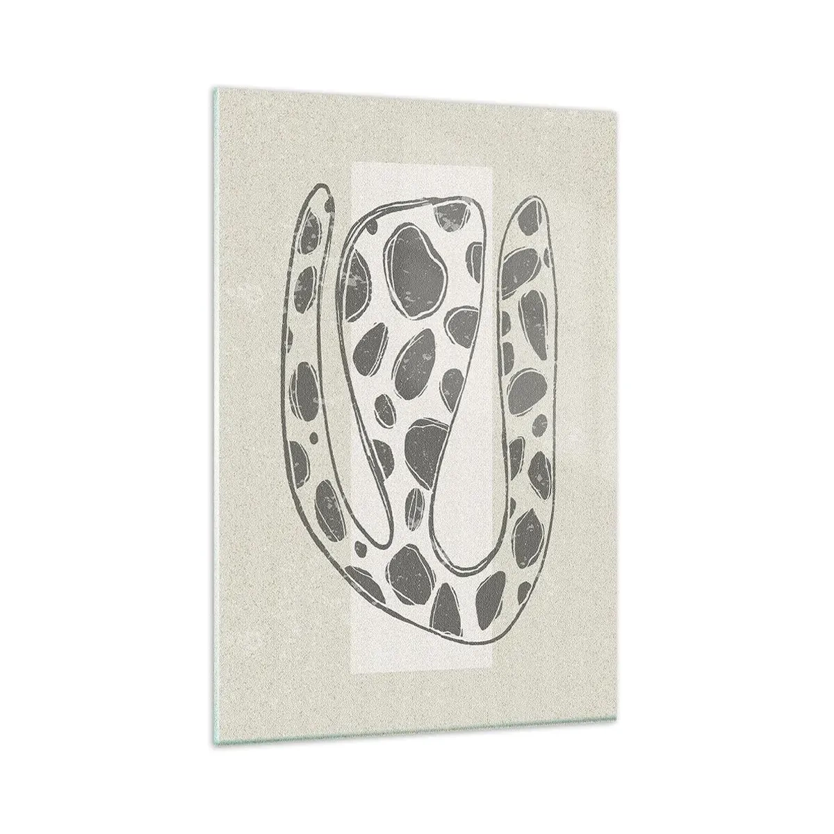 Obraz na szkle - Abstrakcyjny wzór organiczny w odcieniach szarości - 80x120cm - Przedziwne stworzenie - Nowoczesna dekoracja ścienna do salonu i sypialni ARTTOR