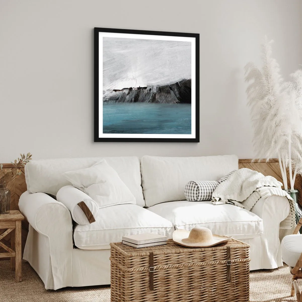 Plakat w czarnej ramie - Woda – ziemia: starcie żywiołów - 60x60 cm