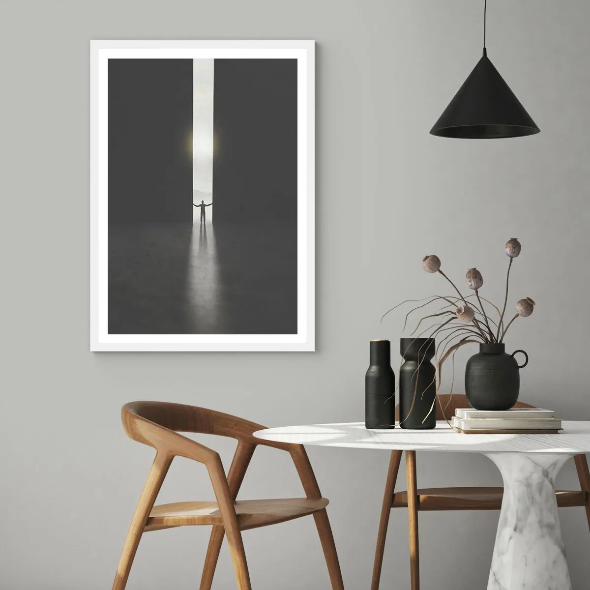Plakat w białej ramie - Krok do jasnej przyszłości - 50x70 cm