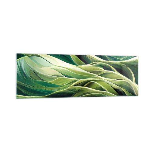 Obraz na szkle - Dynamiczne linie w odcieniach zieleni - 160x50cm - Abstrakcyjna gra w zielone - Nowoczesna dekoracja ścienna do salonu i sypialni ARTTOR