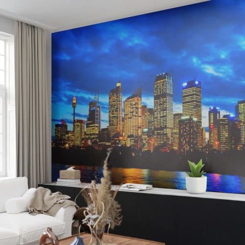 Fototapeta Premium Canvas - Noc świateł i barw - Miasto, Sydney, Architektura - 200x140 cm
