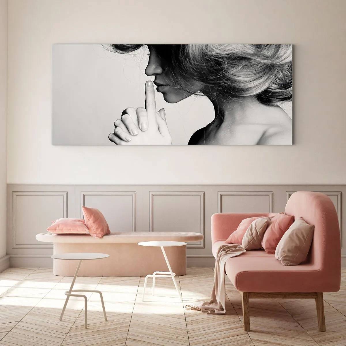 Obraz na szkle - Zasłuchana w sobie - 100x40 cm