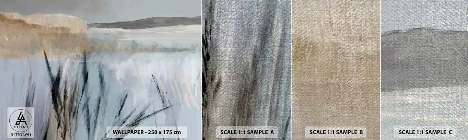 Fototapeta Próbka Premium Canvas - Zimowe pola - Jasny, Minimalizm, Sztuka - 100x30 cm