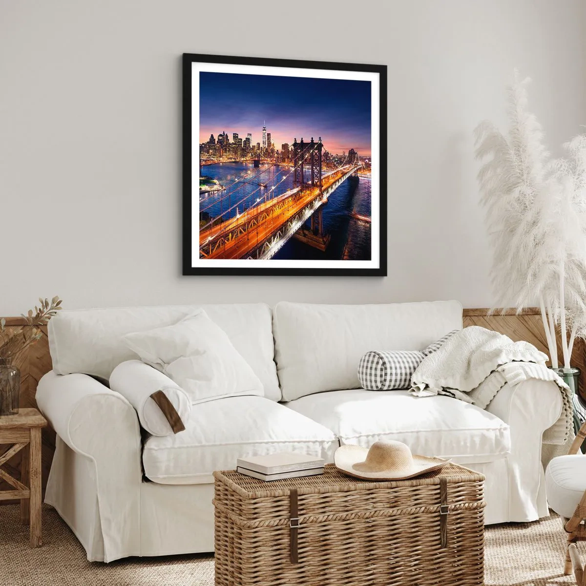 Plakat w czarnej ramie - Świetlistym mostem do serca miasta - 30x30 cm