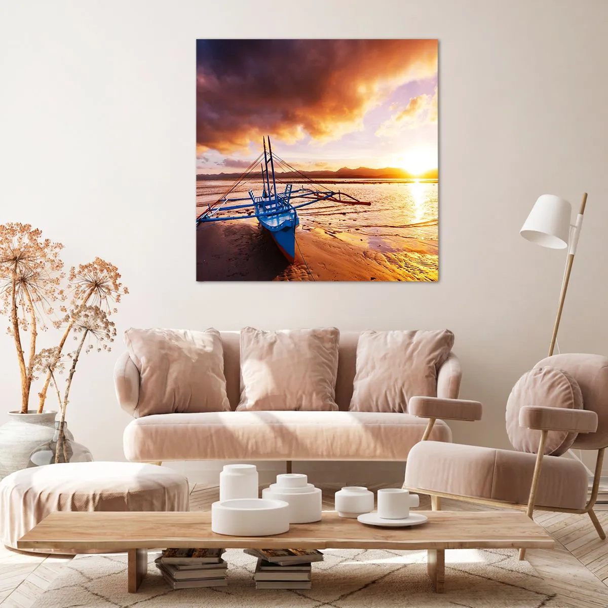 Obraz na płótnie - Po całym dniu wyciągnąć się na piasku - 60x60 cm