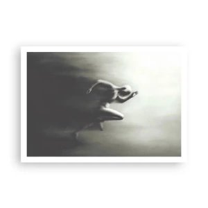 Plakat - Czarno-biała sylwetka biegnącej postaci w dynamicznym i surrealistycznym stylu - 100x70cm - Niepowstrzymany - Nowoczesna dekoracja ścienna do salonu i sypialni ARTTOR