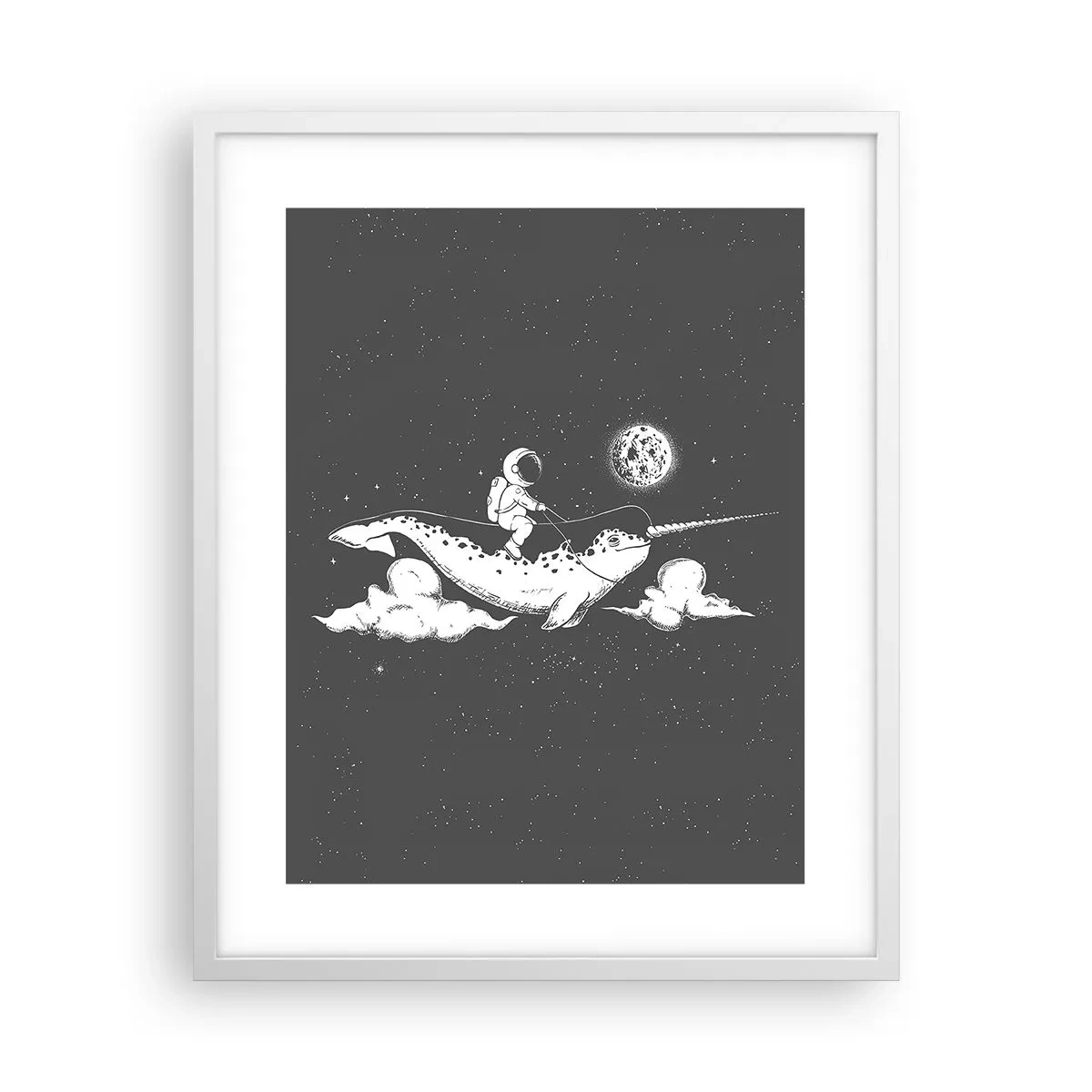 Plakat w białej ramie - Kosmiczny jeździec - 40x50 cm