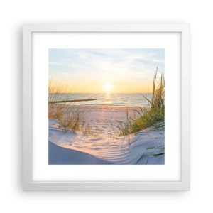 Plakat w białej ramie - Morza szum, ptaków śpiew, dzika plaża pośród traw… - 30x30 cm