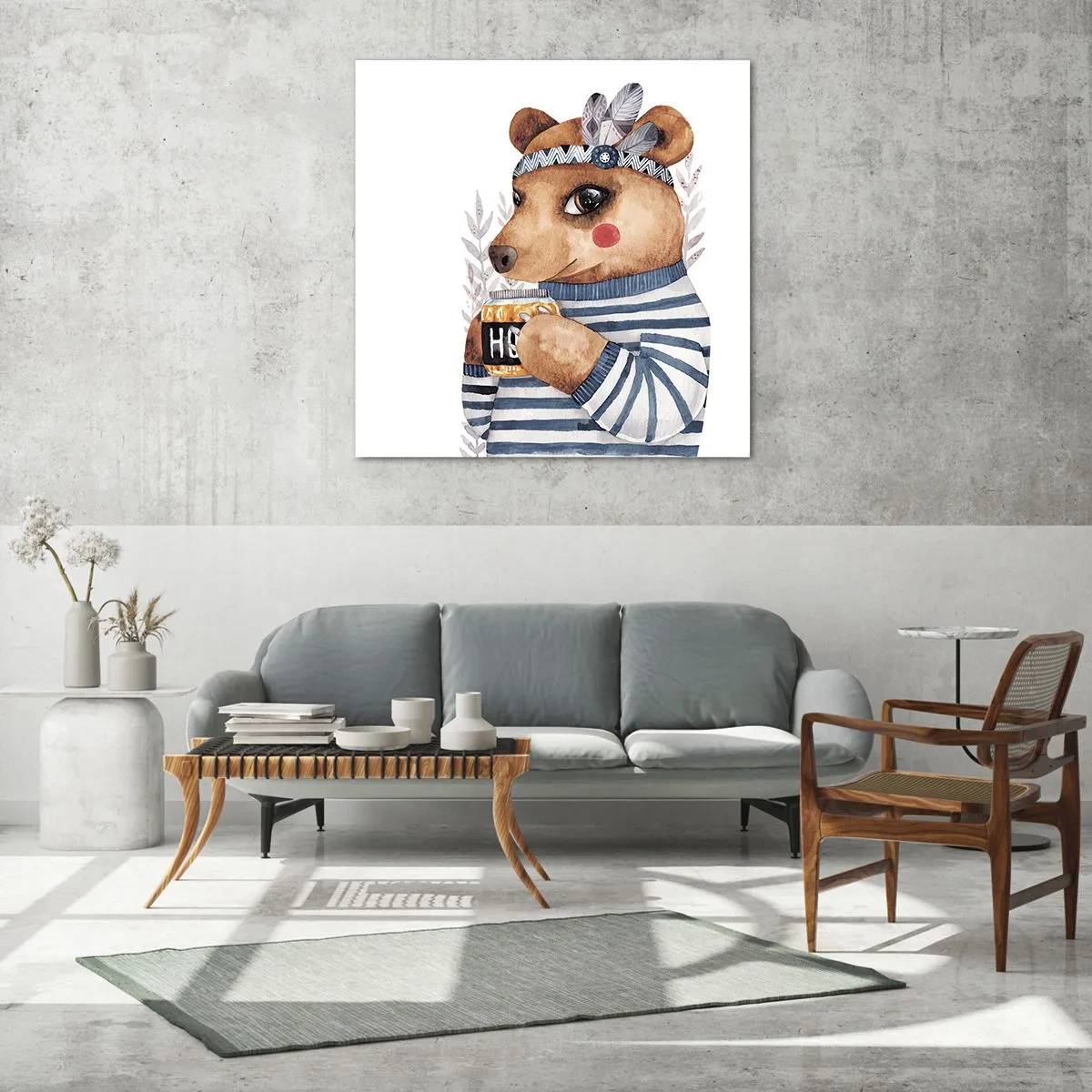 Obraz na szkle - Słodka Misia - 70x70 cm