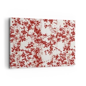 Obraz na płótnie - Czerwone kwiaty na białym tle w artystycznym stylu - 100x70cm - Jak dawny perkalik - Nowoczesna dekoracja ścienna do salonu, kuchni i sypialni ARTTOR