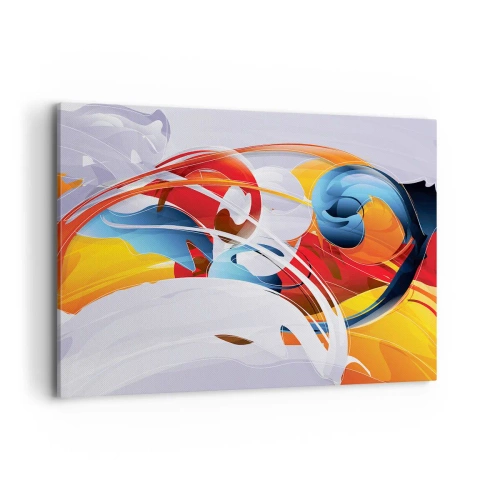 Obraz na płótnie - Kolorowa abstrakcja z dynamicznymi liniami i żywymi barwami - 120x80cm - Taniec żywiołów - Nowoczesna dekoracja ścienna do salonu, kuchni i sypialni ARTTOR