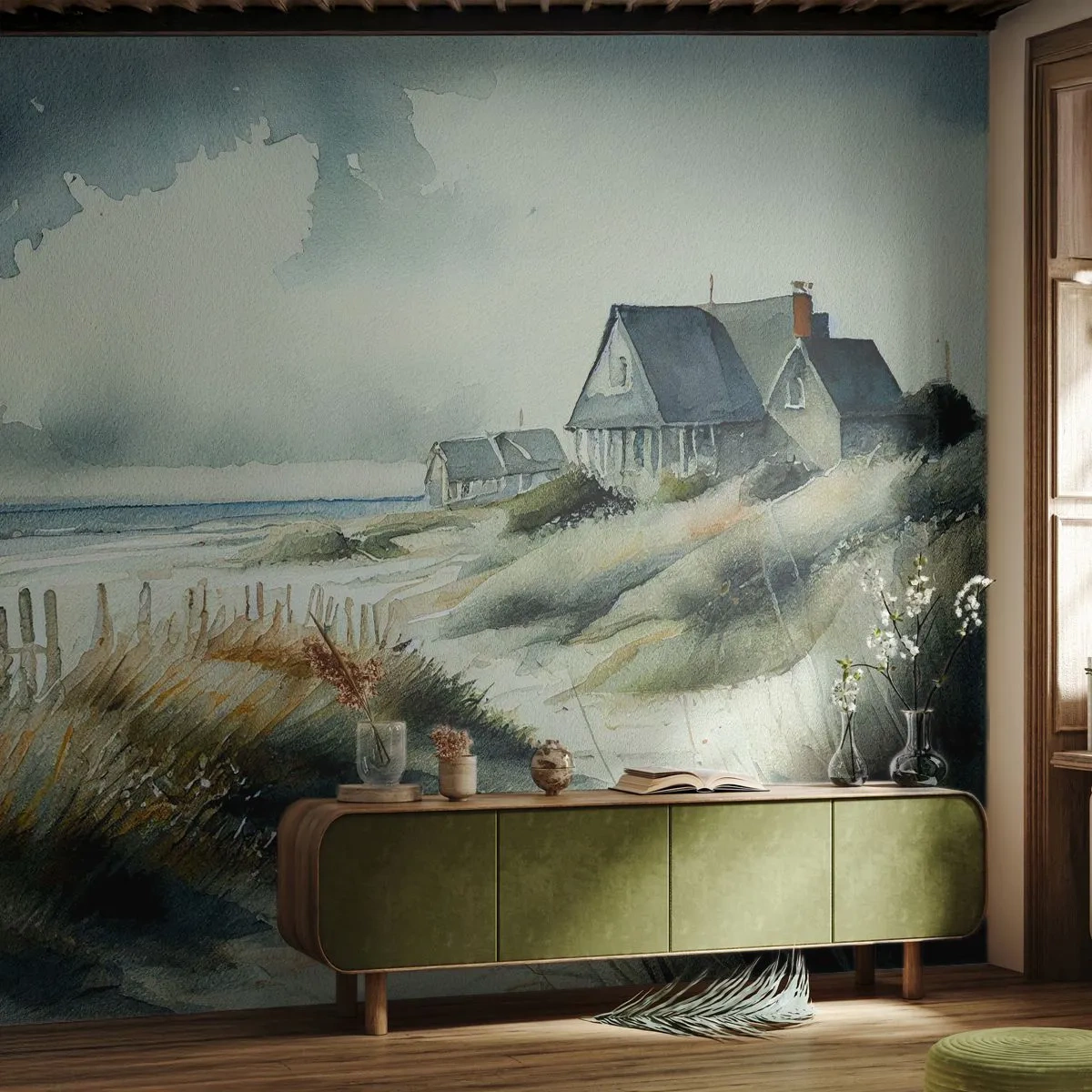 Fototapeta Premium Canvas - Z dala od zgiełku - Dom, Plaża, Morze - 500x350 cm