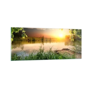 Obraz na szkle - Pejzaż w zielonej ramie - 100x40 cm