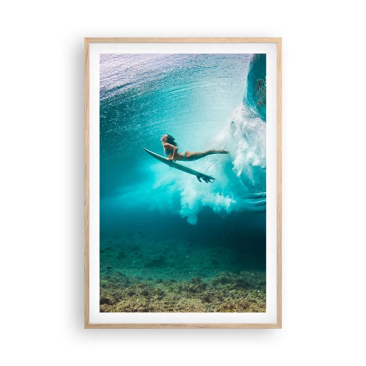 Plakat w ramie jasny dąb - Podwodny świat - 61x91 cm