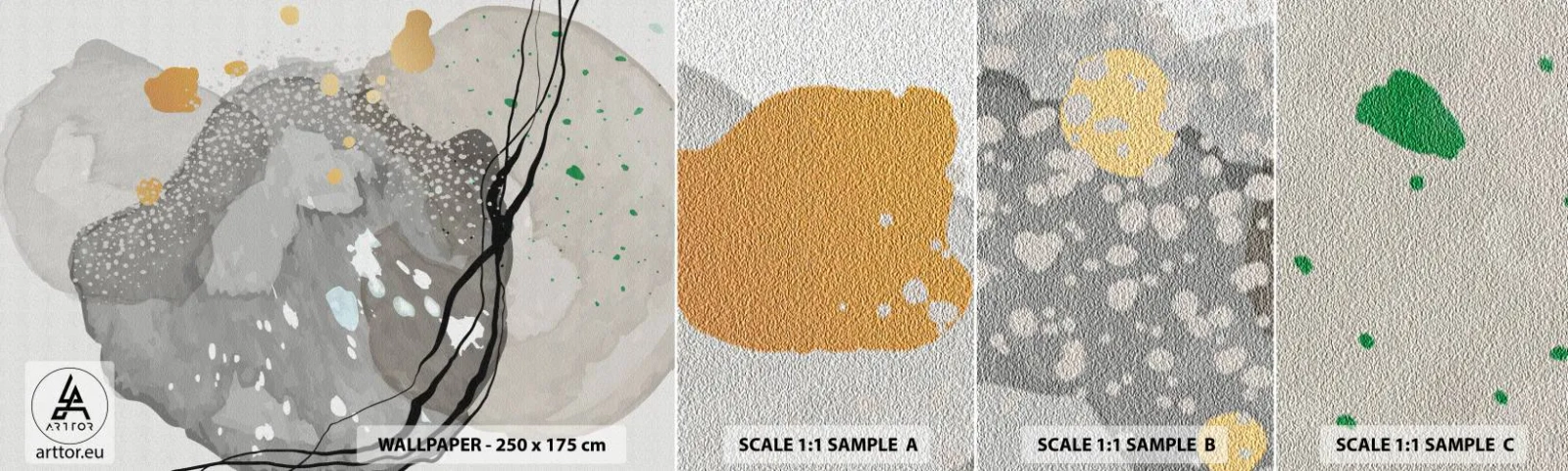 Fototapeta Próbka Samoprzylepna Deluxe Sticker - Kompozycja organiczna - Abstrakcja, Kleksy, Farba - 100x30 cm