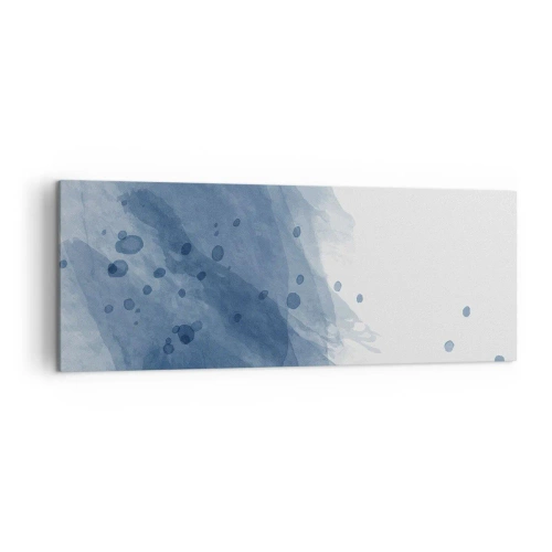 Obraz na płótnie - Abstrakcyjne plamy i smugi w odcieniach niebieskiego - 140x50cm - Niebieski tiul - Nowoczesna dekoracja ścienna do salonu i sypialni ARTTOR