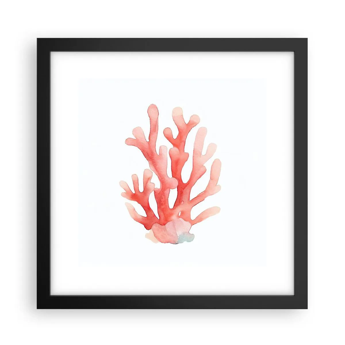 Plakat w czarnej ramie - Koral koloru koralowego - 30x30 cm