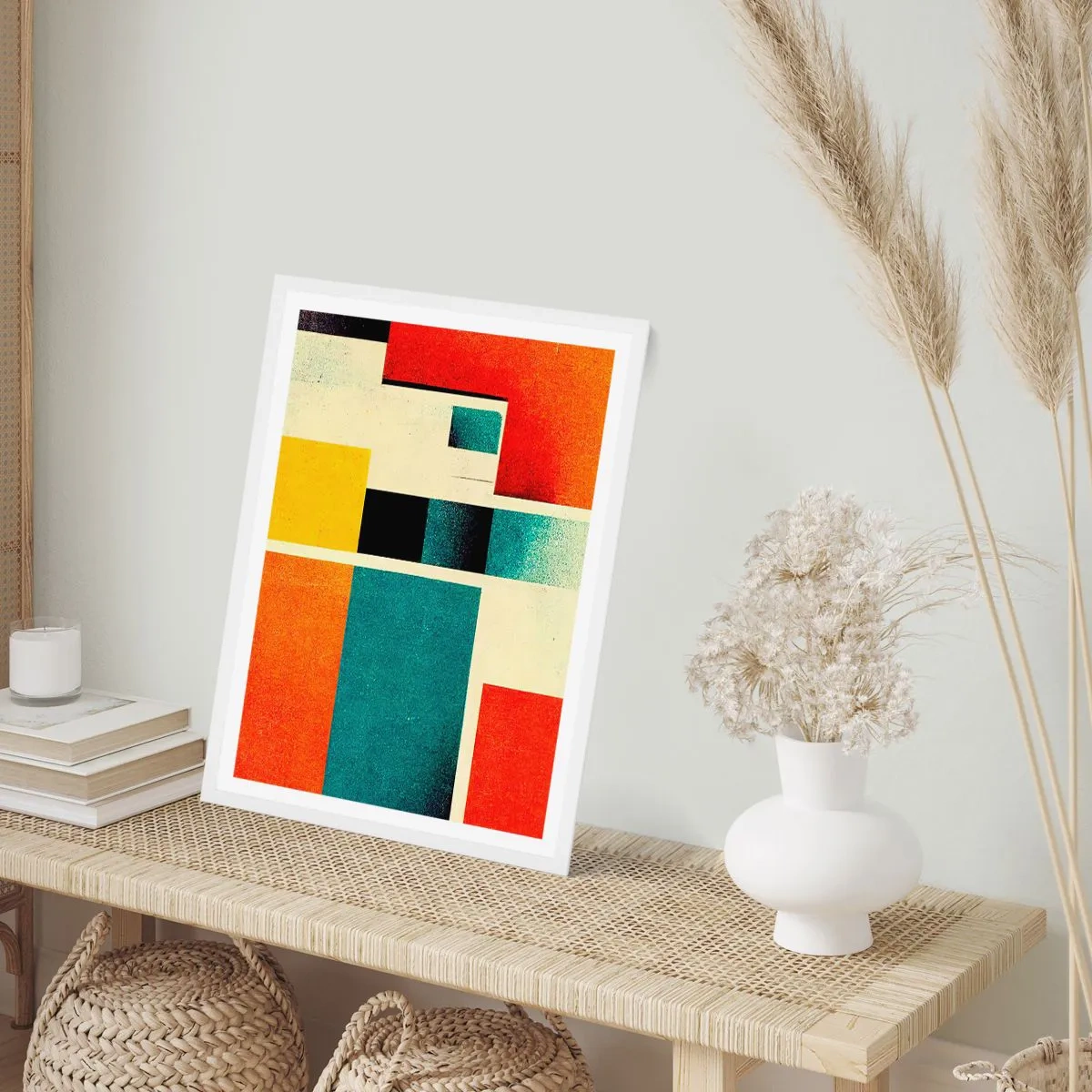 Plakat w białej ramie - Abstrakcja geometryczna – dobra energia - 30x40 cm