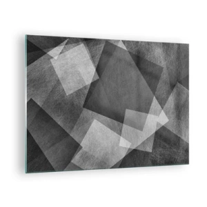 Obraz na szkle - Abstrakcja geometryczna w odcieniach czerni, bieli i szarości - 70x50cm - Odwieczny symbol trwałości i porządku - Nowoczesna dekoracja ścienna do salonu i sypialni ARTTOR