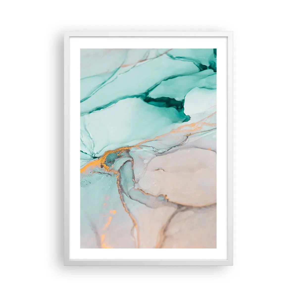 Plakat w białej ramie - Taniec kształtów i barw - 50x70 cm