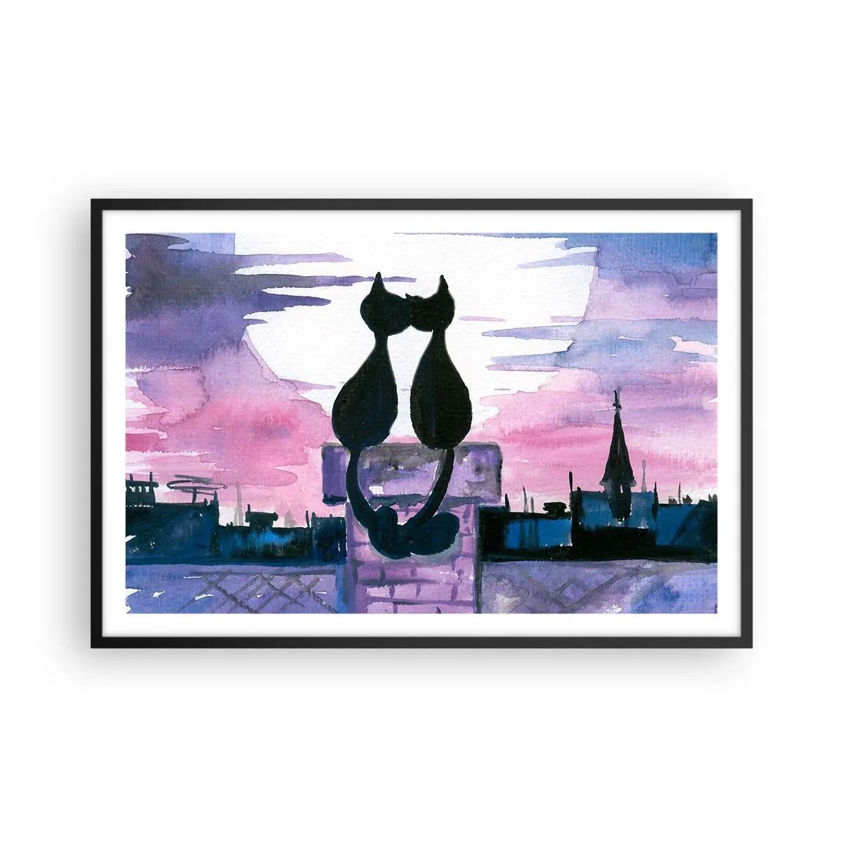 Plakat w czarnej ramie - Rendez-vous pod księżycem - 91x61 cm