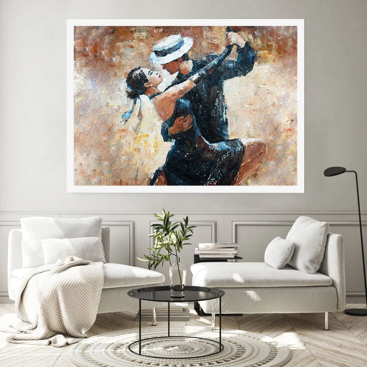 Plakat - Para tańcząca tango w romantycznym, eleganckim stylu - 100x70cm - A la Rudolf Valentino - Nowoczesna dekoracja ścienna do salonu i sypialni ARTTOR