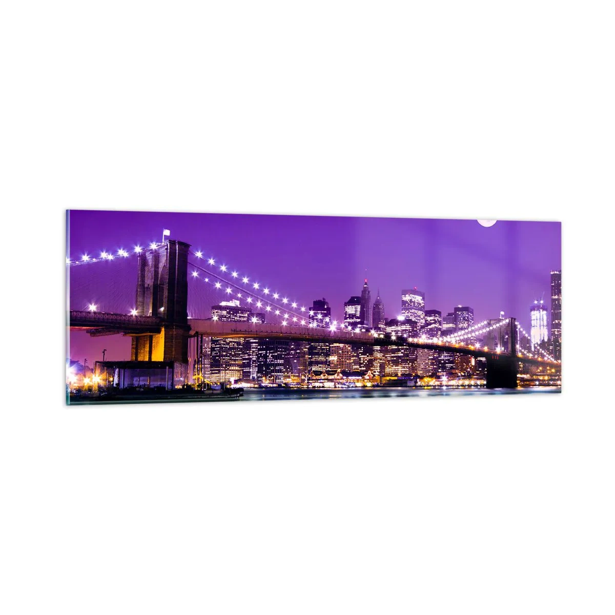 Obraz na szkle - Światła wielkiego miasta we fiolecie - 90x30 cm