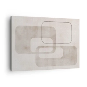 Obraz na płótnie - Minimalistyczna kompozycja z prostokątami w beżowych odcieniach na subtelnym tle - 70x50cm - Geometryczna fuga - Nowoczesna dekoracja ścienna do salonu i sypialni ARTTOR