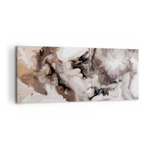 Obraz na płótnie - Abstrakcyjny wzór w odcieniach brązu i bieli - 120x50cm - Narodziny galaktyki - Nowoczesna dekoracja ścienna do salonu i sypialni ARTTOR