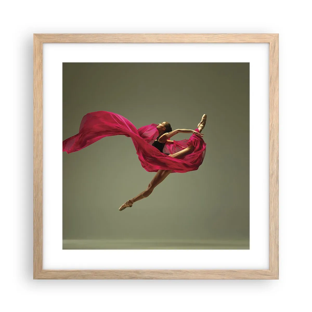 Plakat w ramie jasny dąb - Tańczący płomień - 40x40 cm