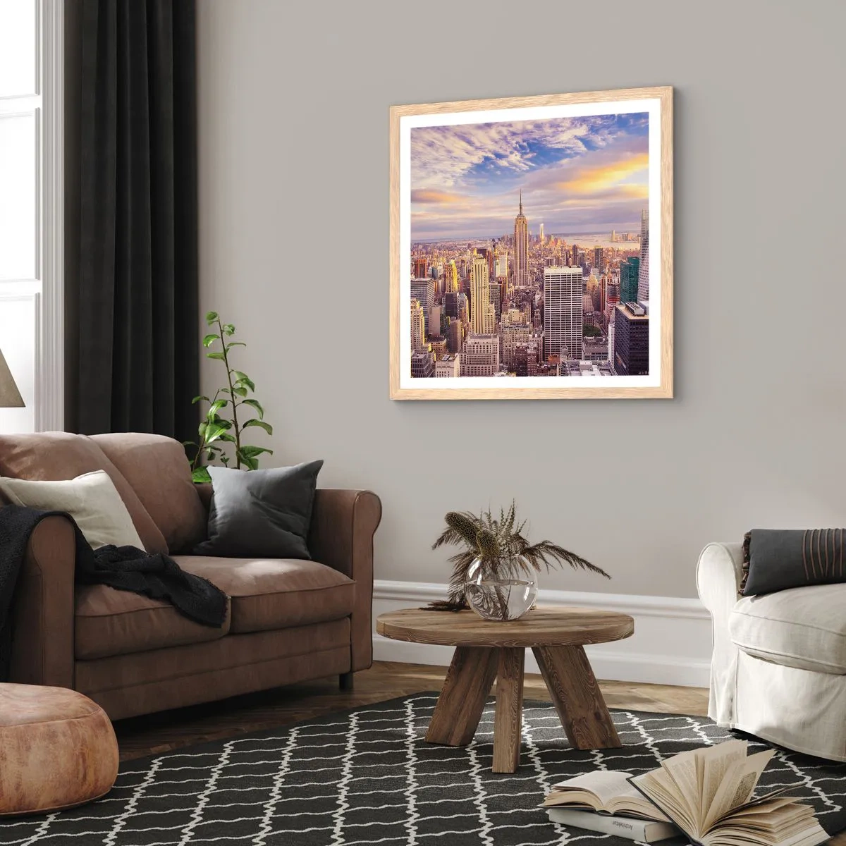 Plakat w ramie jasny dąb - Sięgnąć samych chmur - 30x30 cm