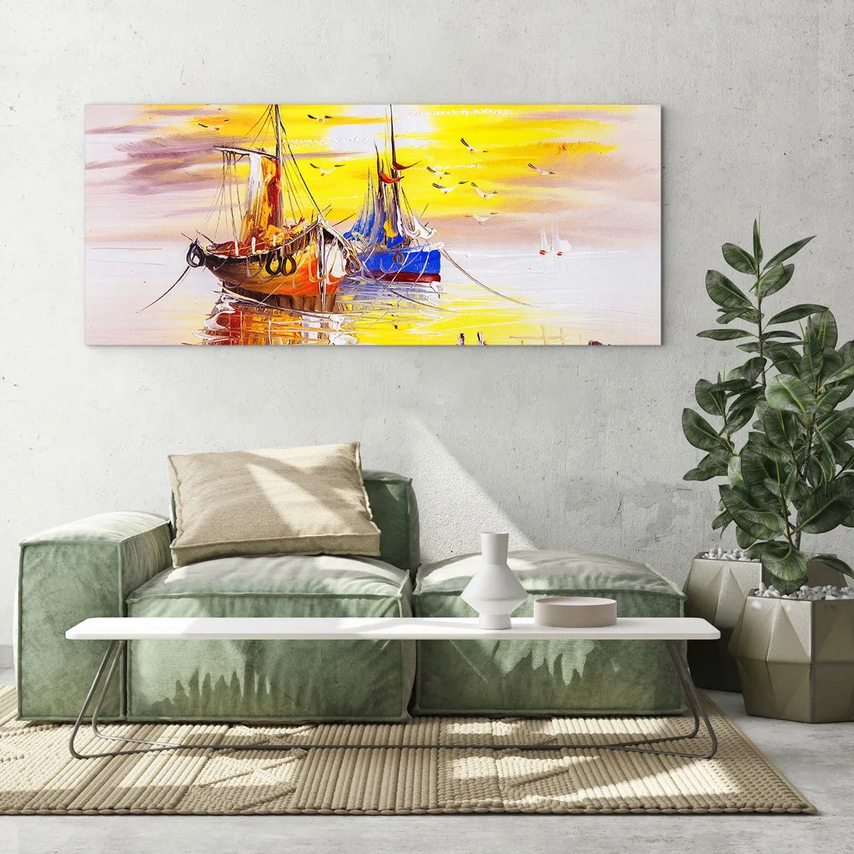 Obraz na szkle - Zasłużony odpoczynek w porcie - 100x40 cm