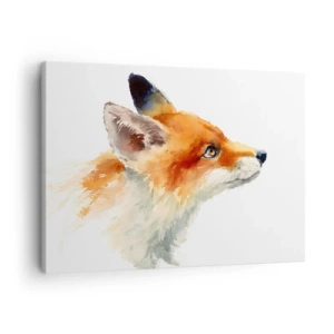 Obraz na płótnie - Rudy lis w akwarelowym stylu na białym tle - 70x50cm - Ostrożności nigdy za wiele - Nowoczesna dekoracja ścienna do salonu i sypialni ARTTOR