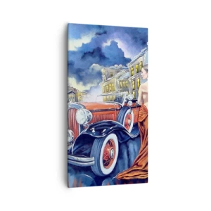 Obraz na płótnie - Nokturn w błękicie i koralu - 55x100 cm