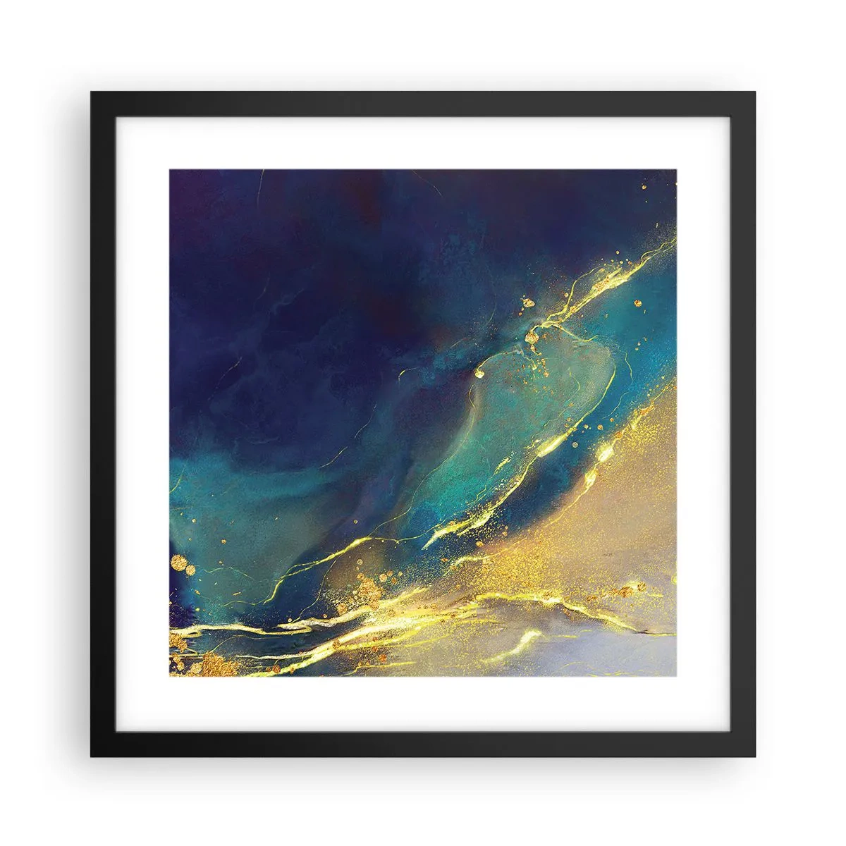 Plakat w czarnej ramie - Złote rozlewisko - 40x40 cm