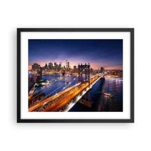 Plakat w czarnej ramie - Świetlistym mostem do serca miasta - 50x40 cm