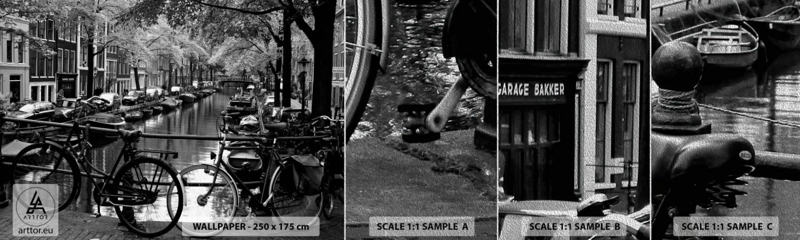 Fototapeta Próbka Premium Sand - Bardzo holenderski widok - Amsterdam, Rower, Architektura - 100x30 cm