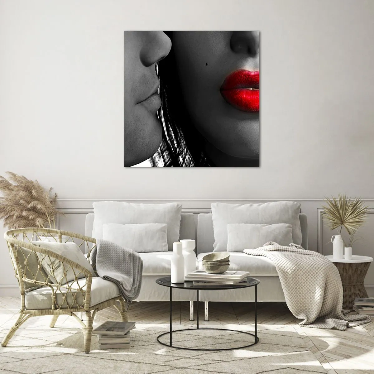 Obraz na szkle - Twarz przy twarzy  - 70x70 cm