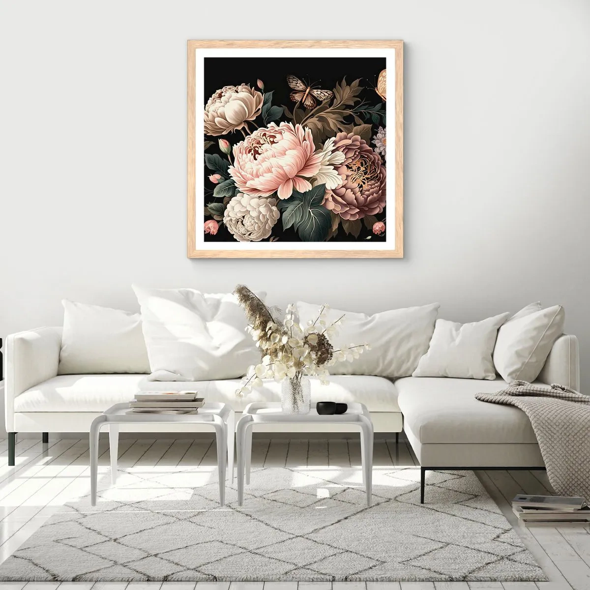 Plakat w ramie jasny dąb - W barokowym stylu - 30x30 cm