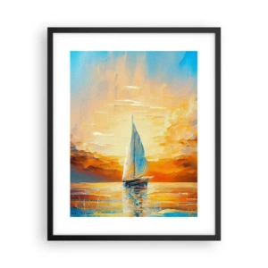 Plakat w czarnej ramie - Żegluga w złocie - 40x50 cm