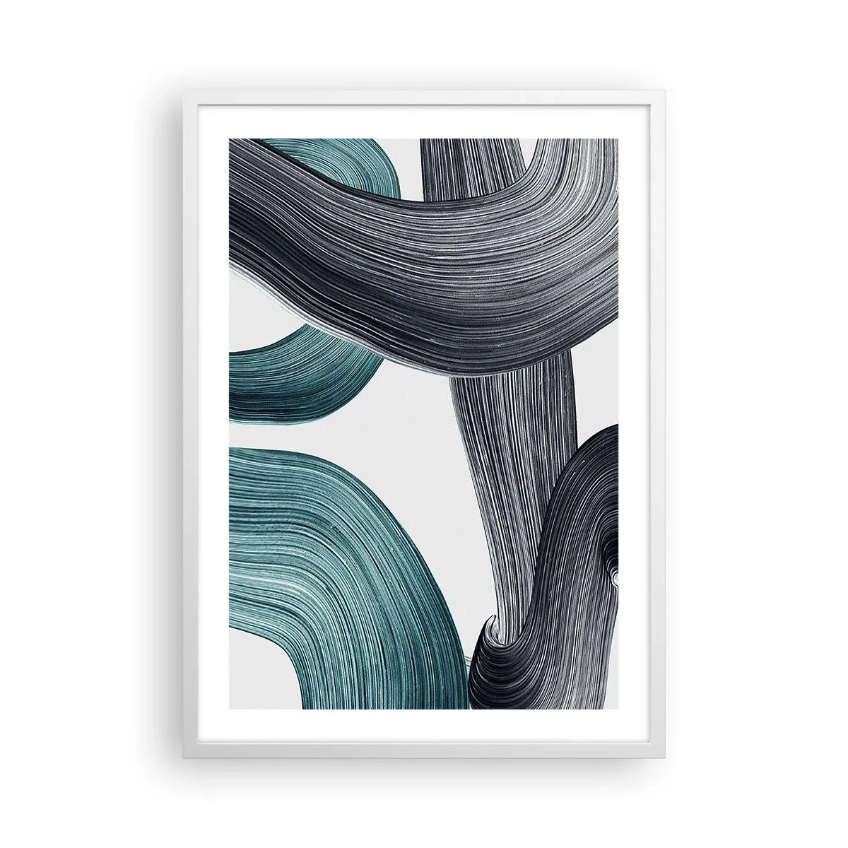 Plakat w białej ramie - Szmaragdowe i czarne szlaki - 50x70 cm