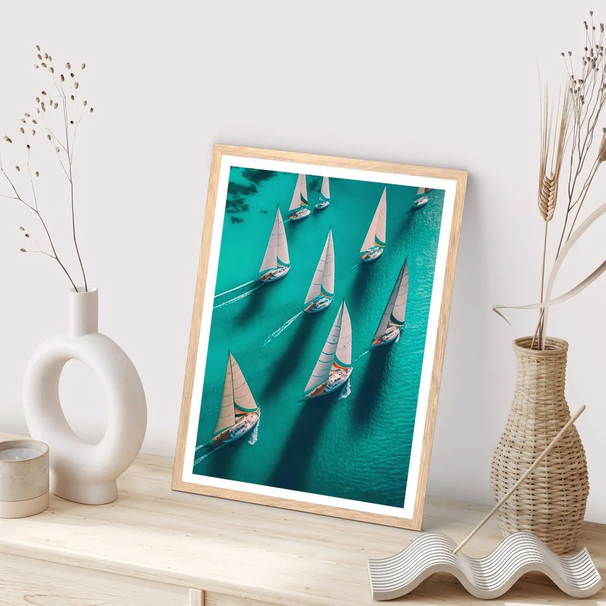 Plakat w ramie jasny dąb - W zawody z wiatrem - 40x50 cm