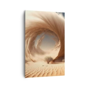 Obraz na płótnie - Dynamiczny wir piasku na pustyni z drzewami - 80x120cm - Otwarty portal - Nowoczesna dekoracja ścienna do salonu i sypialni ARTTOR